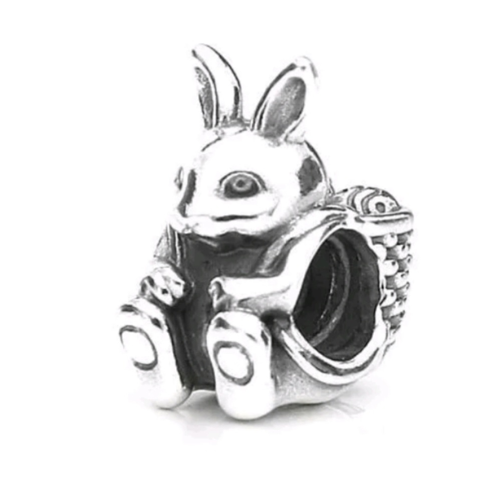 Retired Authentic Pandora Easter Bunny Charm Sterling Silver 925 EUC